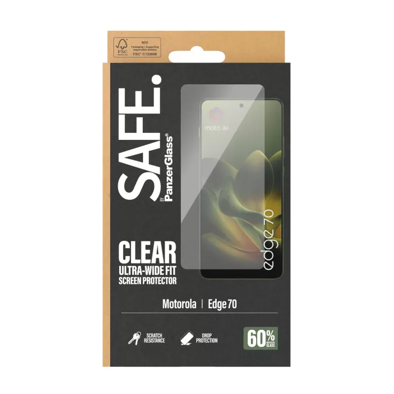 PanzerGlass SAFE. by ® näytönsuojakalvo Motorola Edge 70 | Ultra-Wide Fit