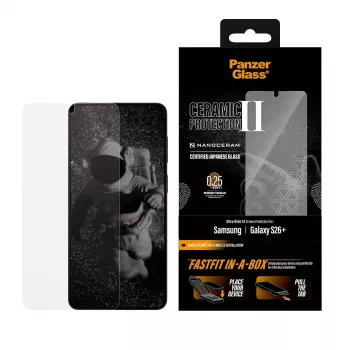 Näytönsuoja PanzerGlass Samsung Galaxy S26+ — Ceramic Ultra-Wide Fit, karkaistu lasi PET, FASTFIT
