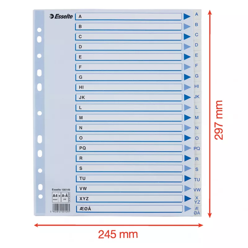 Esselte 100149 välilehti polypropeeni (PP) valkoinen