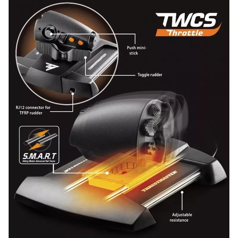 Thrustmaster T-16000M FCS Flight Pack musta USB joystick analoginen/digitaalinen MAC, PC