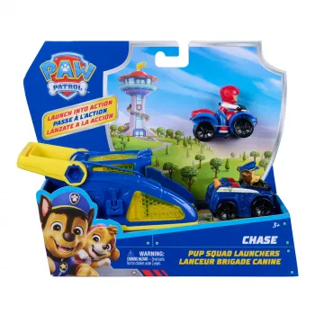 PAW Patrol Chase Pup Squad laukaisin ja Ryder-ajoneuvo 2 kpl pakkaus, lastenlelu pojille ja tytöille 3-vuotiaasta alkaen
