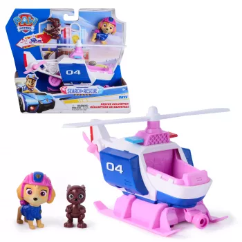PAW Patrol: Search & Rescue, Skye pelastushelikopteri, jossa 2 hahmoa, sankarihelikopterilelu vetomekanismilla, lastenlelu pojille & tytöille 3-vuotiaasta alkaen