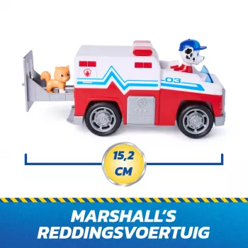 PAW Patrol: Search & Rescue, Marshall Rescue Responder -ajoneuvo, jossa 2 hahmoa, lelukuorma-auto vetotoiminnolla, lelu pojille & tytöille 3-vuotiaasta alkaen