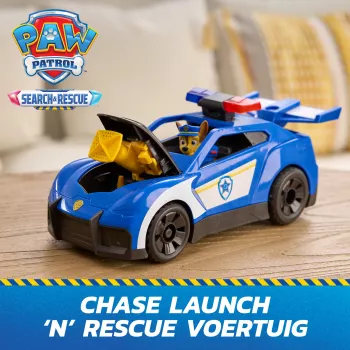 PAW Patrol: Search & Rescue, Chase Launch 'N' Rescue Cruiser, jossa hahmo & 2 ammusta, valot, äänet & piilotettu laukaisin, lastenlelu pojille & tytöille 3-vuotiaasta alkaen