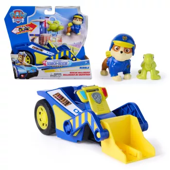 PAW Patrol: Search & Rescue, Rubble Rescue Bulldozer -ajoneuvo, jossa 2 hahmoa, poliisiautolelu vetotoiminnolla, lastenlelu pojille & tytöille 3-vuotiaasta alkaen