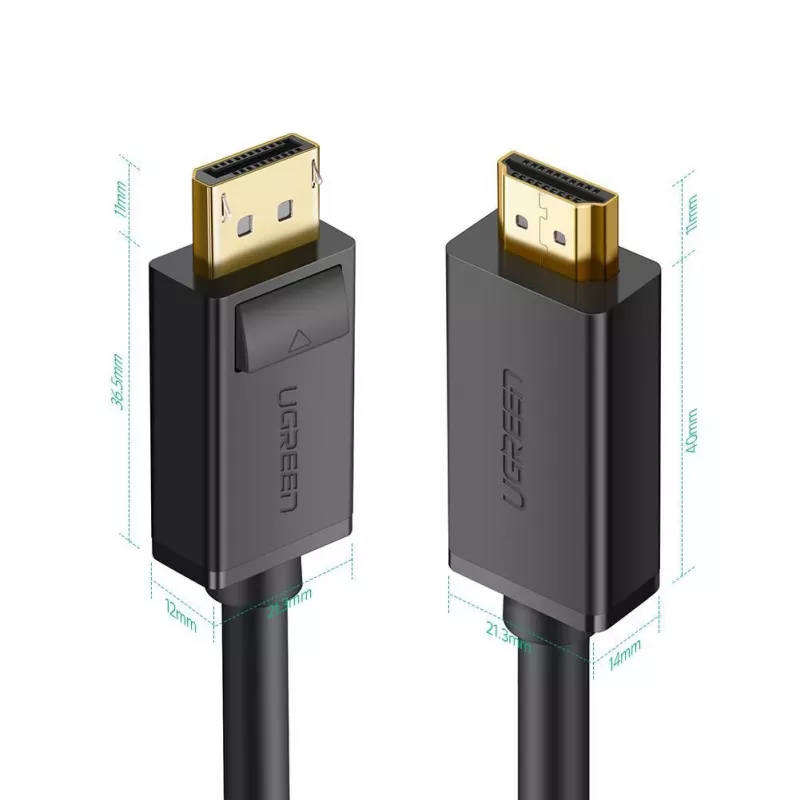 Ugreen 10202 videokaapeli-sovitin 2 m DisplayPort HDMI musta