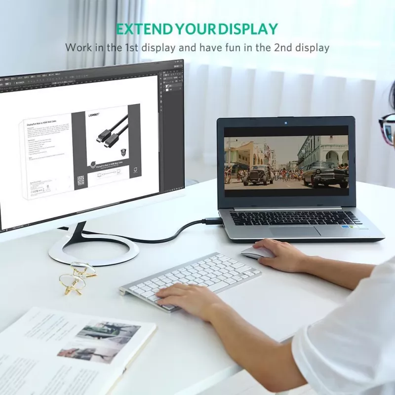 Ugreen 10202 videokaapeli-sovitin 2 m DisplayPort HDMI musta