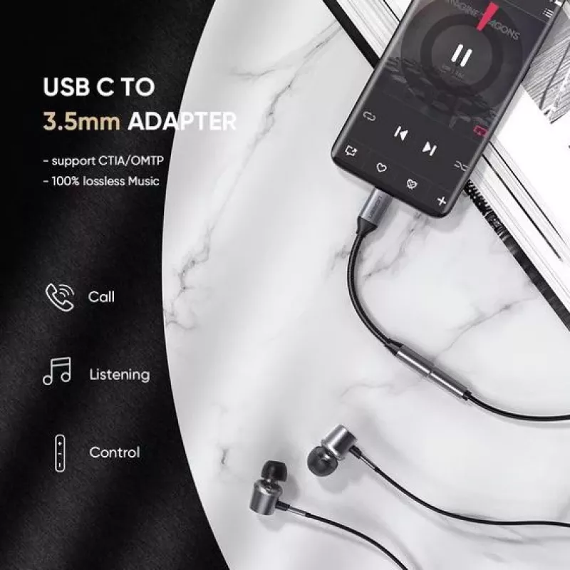 Matkapuhelinkaapeli Ugreen 30632 USB-C - 3,5 mm musta