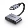 Ugreen CM193 USB-C–3,5 mm äänisovitin, 2-porttinen, harmaa