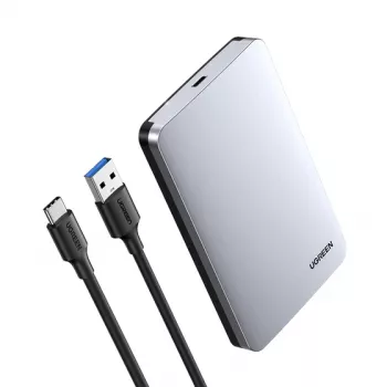 HDD/SSD-kotelo UGREEN 70498 2,5 tuuman SATA-asemille, yksi paikka, USB-C (USB 2.0/3.2 Gen2), alumiini, jopa 6 TB
