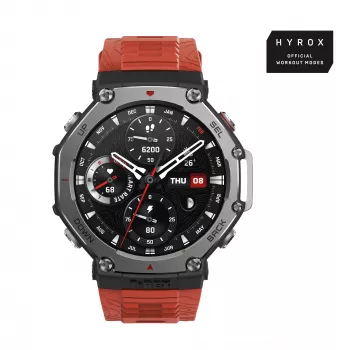 Amazfit T-Rex 3 Lava 3,81 cm (1,5 tuumaa) AMOLED 48,5 mm digitaalinen 480 x 480 pikseliä kosketusnäyttö musta, ruostumaton teräs GPS (satelliitti)