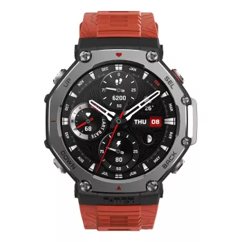 Amazfit T-Rex 3 Lava 3,81 cm (1,5 tuumaa) AMOLED 48,5 mm digitaalinen 480 x 480 pikseliä kosketusnäyttö musta, ruostumaton teräs GPS (satelliitti)