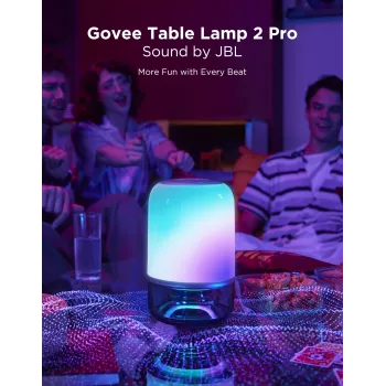 Pöytävalaisin Govee H6020 Table Lamp 2 Pro Sound by JBL — RGBIC + lämmin valkoinen, 600 lm, Wi-Fi ja Bluetooth, 5200 mAh