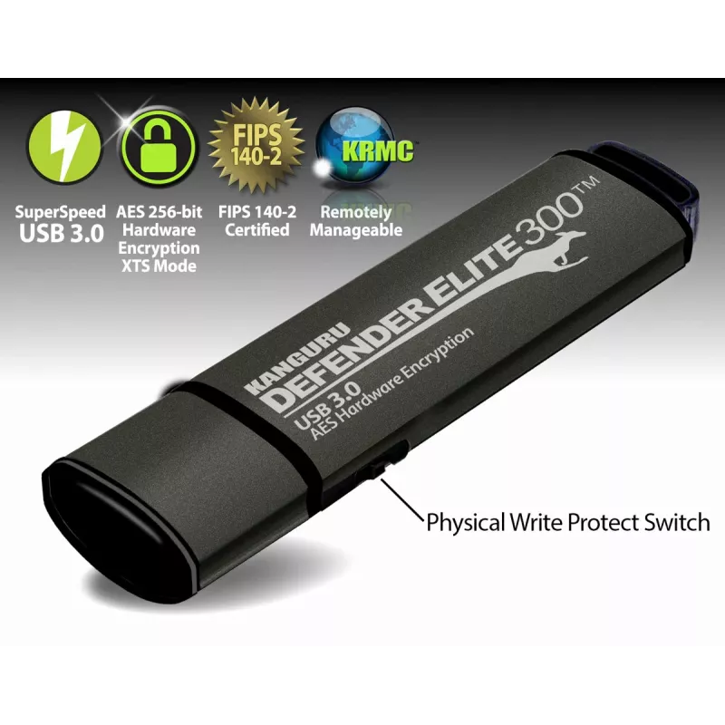 Kanguru Defender Elite 300 USB-muistitikku 256 GB USB Type-A 3.2 Gen 1 (3.1 Gen 1) musta