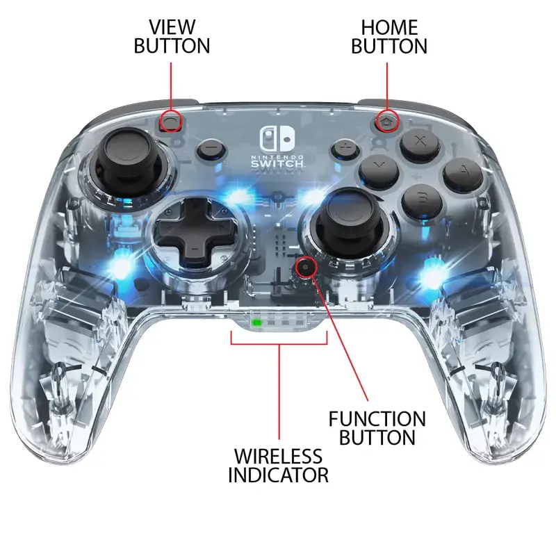 PDP Afterglow musta, läpinäkyvä peliohjain analoginen / digitaalinen Nintendo Switch, Nintendo Switch Lite, Nintendo Switch OLED