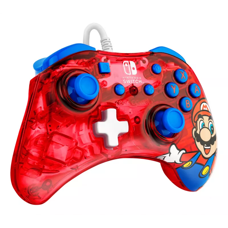 PDP Rock Candy: Mario Punch punainen, läpikuultava USB-peliohjain analoginen/digitaalinen Nintendo Switch, Nintendo Switch Lite, Nintendo Switch OLED