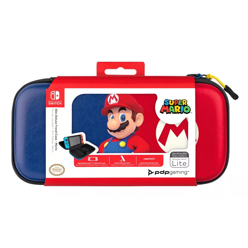 Kovakuorinen kantolaukku PDP ohut Deluxe Power Pose Mario Nintendo - sininen/punainen