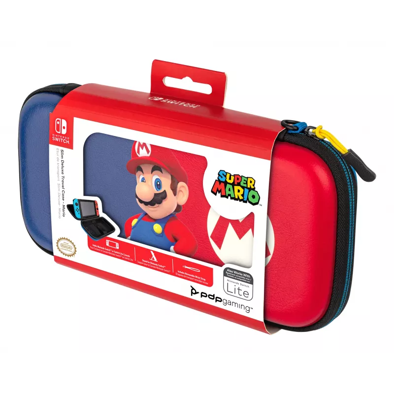 Kovakuorinen kantolaukku PDP ohut Deluxe Power Pose Mario Nintendo - sininen/punainen