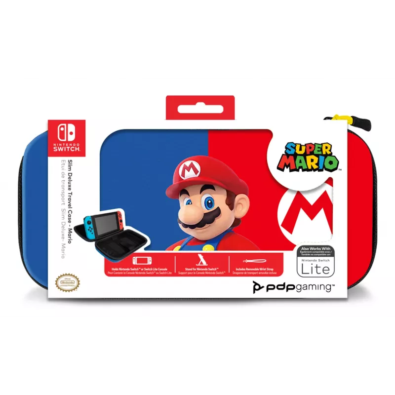 Kovakuorinen kantolaukku PDP ohut Deluxe Power Pose Mario Nintendo - sininen/punainen