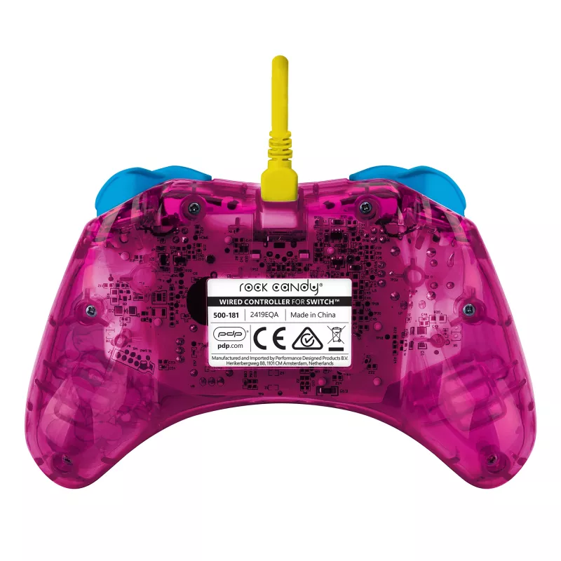 PDP Rock Candy: Bubblegum Peach pinkki, läpikuultava USB-peliohjain analoginen / digitaalinen Nintendo Switch, Nintendo Switch Lite, Nintendo Switch OLED