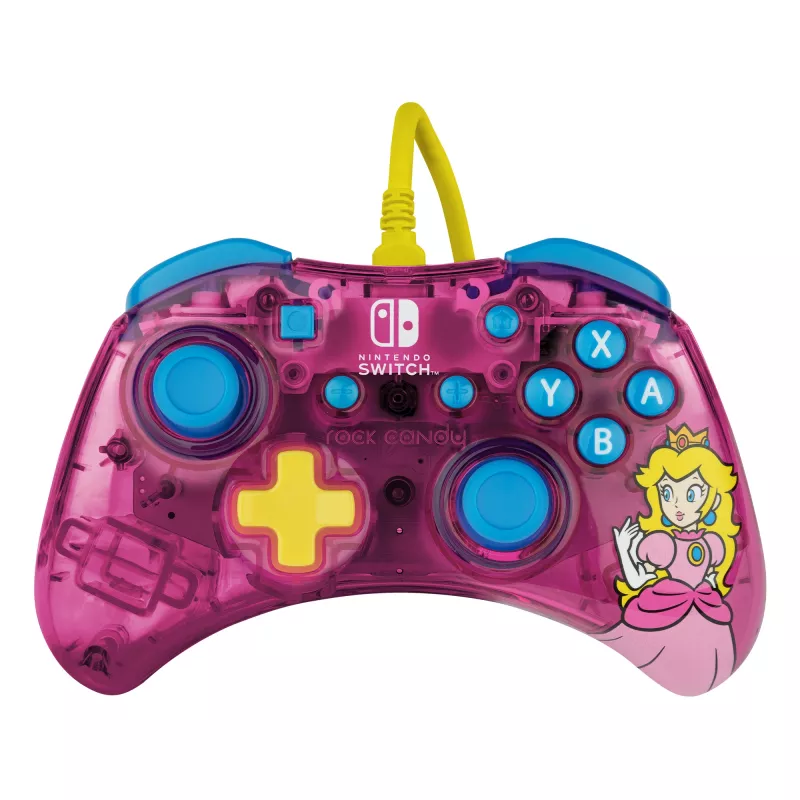 PDP Rock Candy: Bubblegum Peach pinkki, läpikuultava USB-peliohjain analoginen / digitaalinen Nintendo Switch, Nintendo Switch Lite, Nintendo Switch OLED