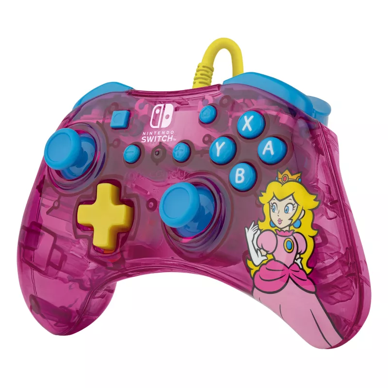 PDP Rock Candy: Bubblegum Peach pinkki, läpikuultava USB-peliohjain analoginen / digitaalinen Nintendo Switch, Nintendo Switch Lite, Nintendo Switch OLED