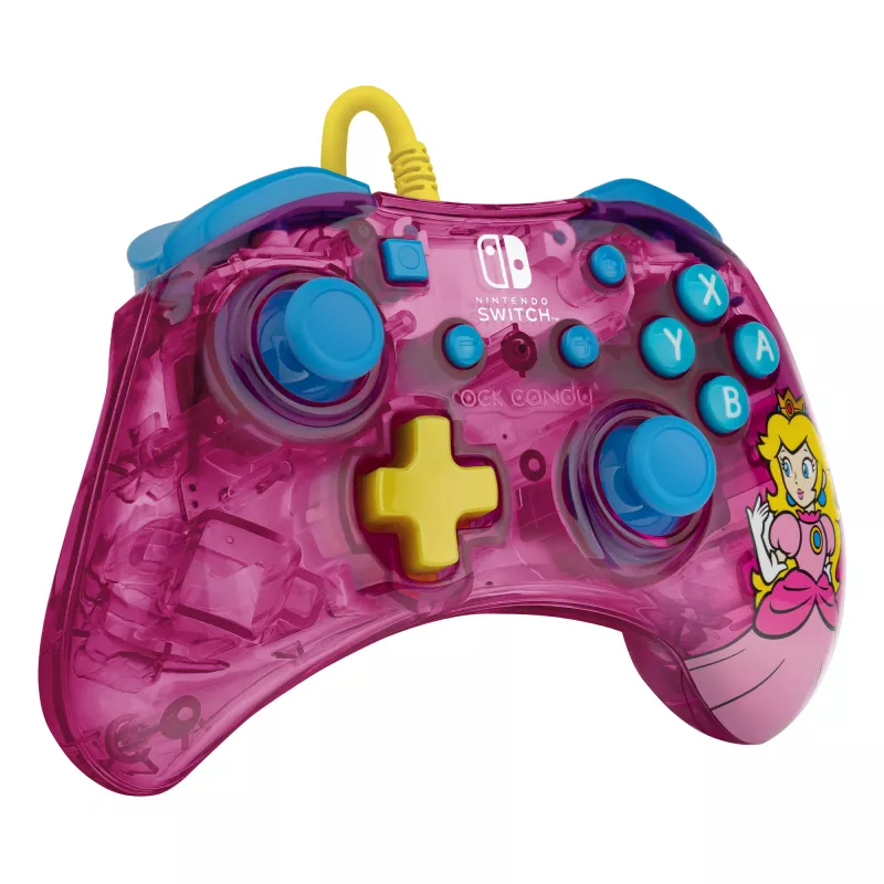 PDP Rock Candy: Bubblegum Peach pinkki, läpikuultava USB-peliohjain analoginen / digitaalinen Nintendo Switch, Nintendo Switch Lite, Nintendo Switch OLED