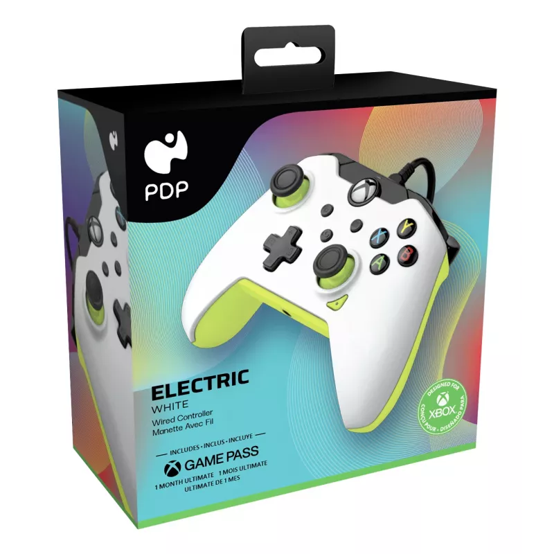 PDP johdollinen ohjain: Electric White - Xbox Series X|S, Xbox One, Xbox, Windows 10/11