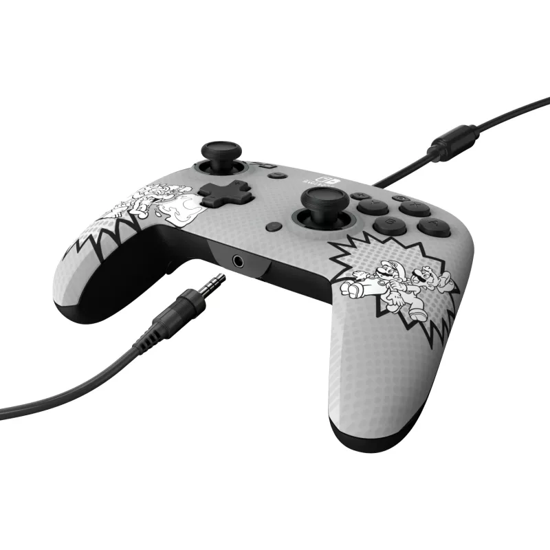 PDP REMATCH: Comic Attack musta, harmaa, valkoinen USB-peliohjain analoginen/digitaalinen Nintendo Switch, Nintendo Switch OLED