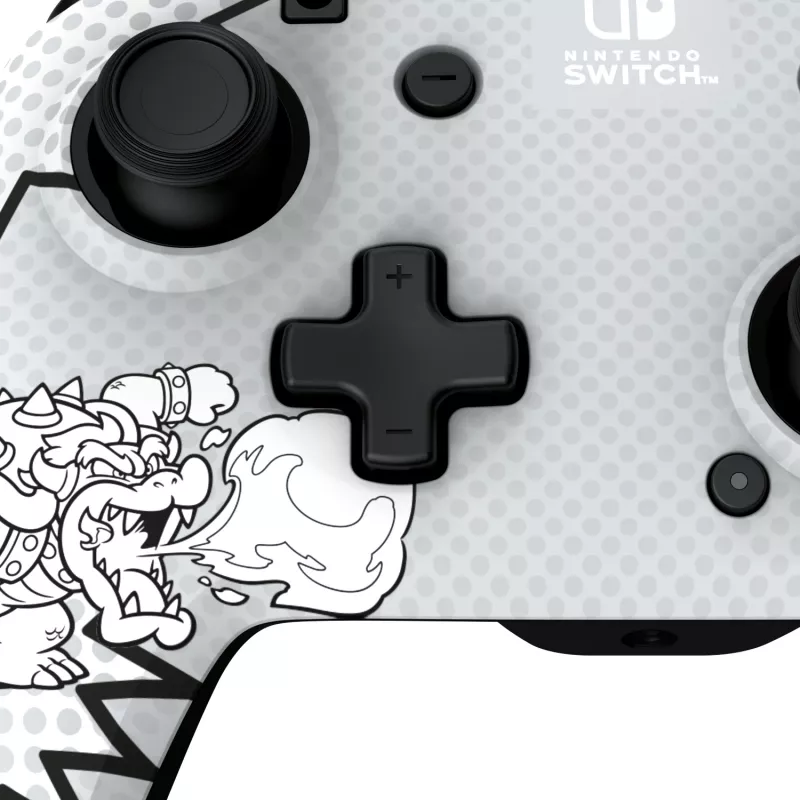 PDP REMATCH: Comic Attack musta, harmaa, valkoinen USB-peliohjain analoginen/digitaalinen Nintendo Switch, Nintendo Switch OLED