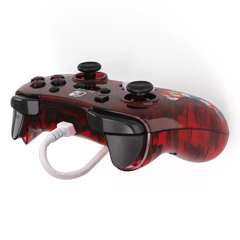 PDP Rock Candy: Mario Punch punainen, läpinäkyvä USB-peliohjain analoginen/digitaalinen Nintendo Switch, Nintendo Switch Lite, Nintendo Switch OLED