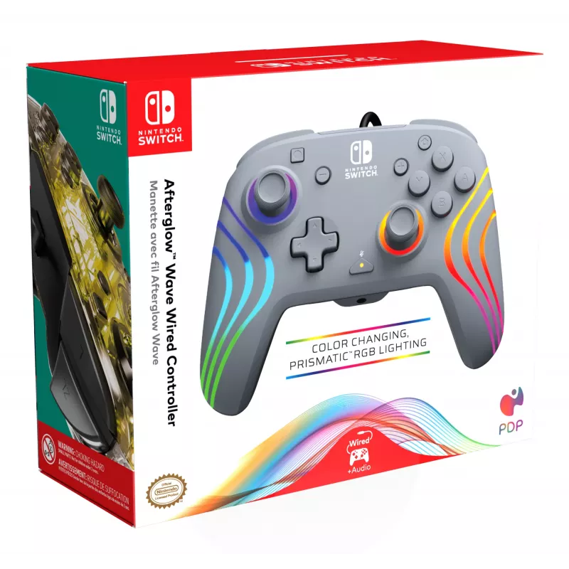 PDP Afterglow Wave harmaa USB-peliohjain analoginen/digitaalinen Nintendo Switch, Nintendo Switch OLED