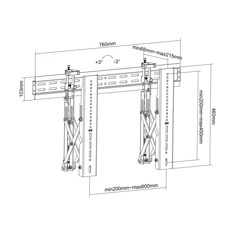 Videoseinäkiinnike Multibrackets M Public Push 40-70