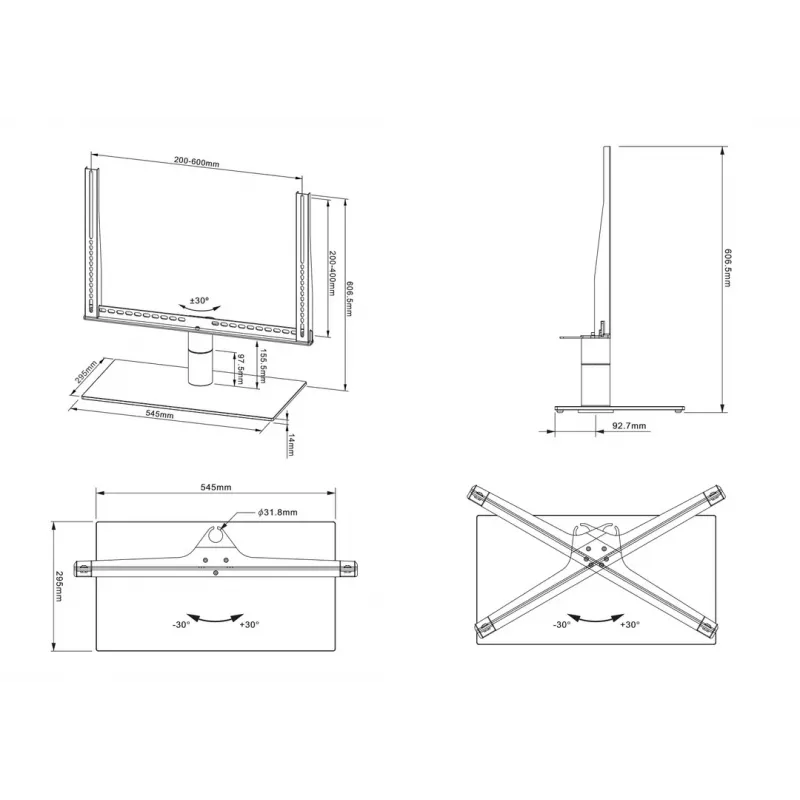 Multibrackets M VESA Turn -pöytäteline musta suuri MAX 600x400