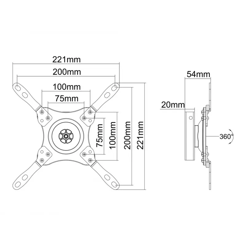 Multibrackets M VESA Wallmount 360 musta