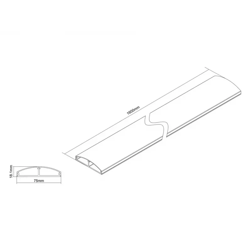 Multibrackets M kaapelikotelo SS musta 75 mm L - 1600 mm P