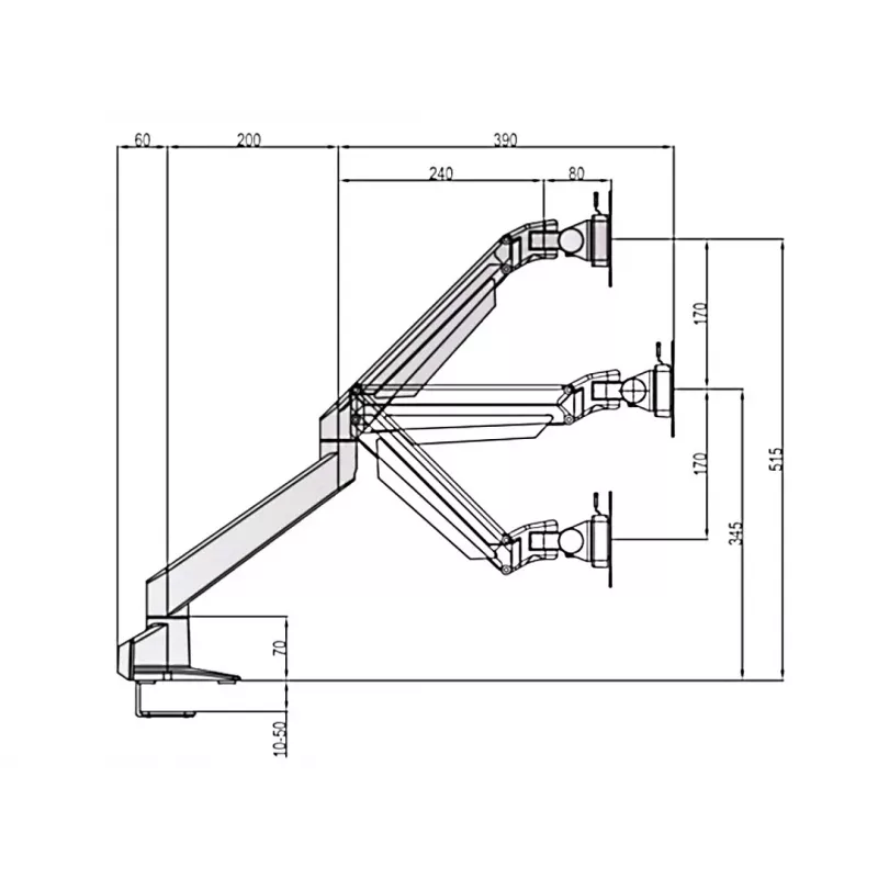 Multibrackets M VESA Gas Lift Arm Single musta