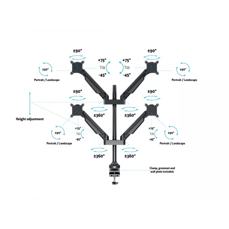Multibrackets M VESA Gas Lift Arm Quad musta 40 kg 15-32 tuumaa