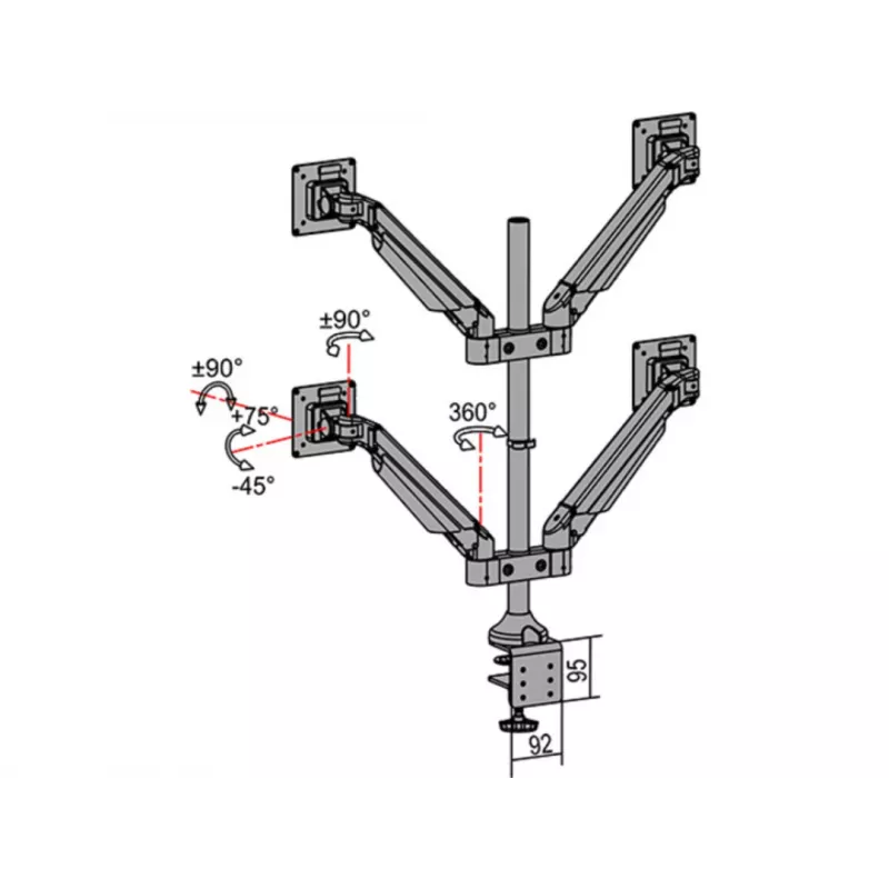 Multibrackets M VESA Gas Lift Arm Quad musta 40 kg 15-32 tuumaa