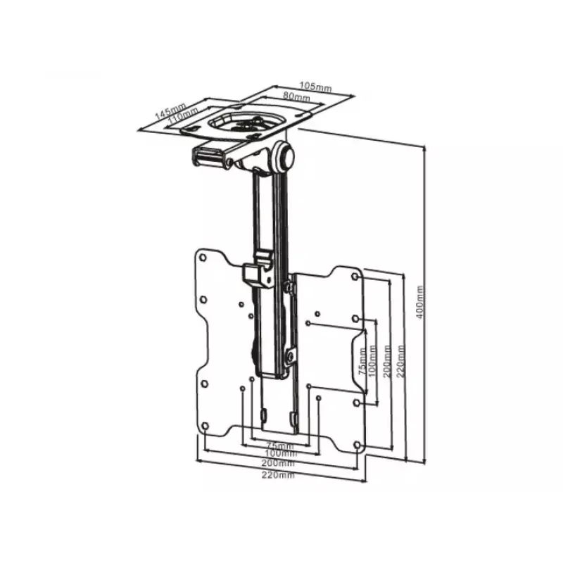 Multibrackets M VESA Flip Down -teline musta
