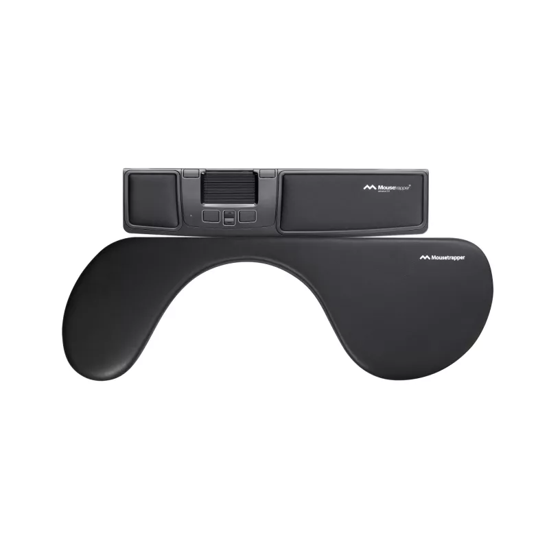 Mousetrapper Armrest Asymmetric -käsinoja — tekonahka, musta, 680×205×20 mm