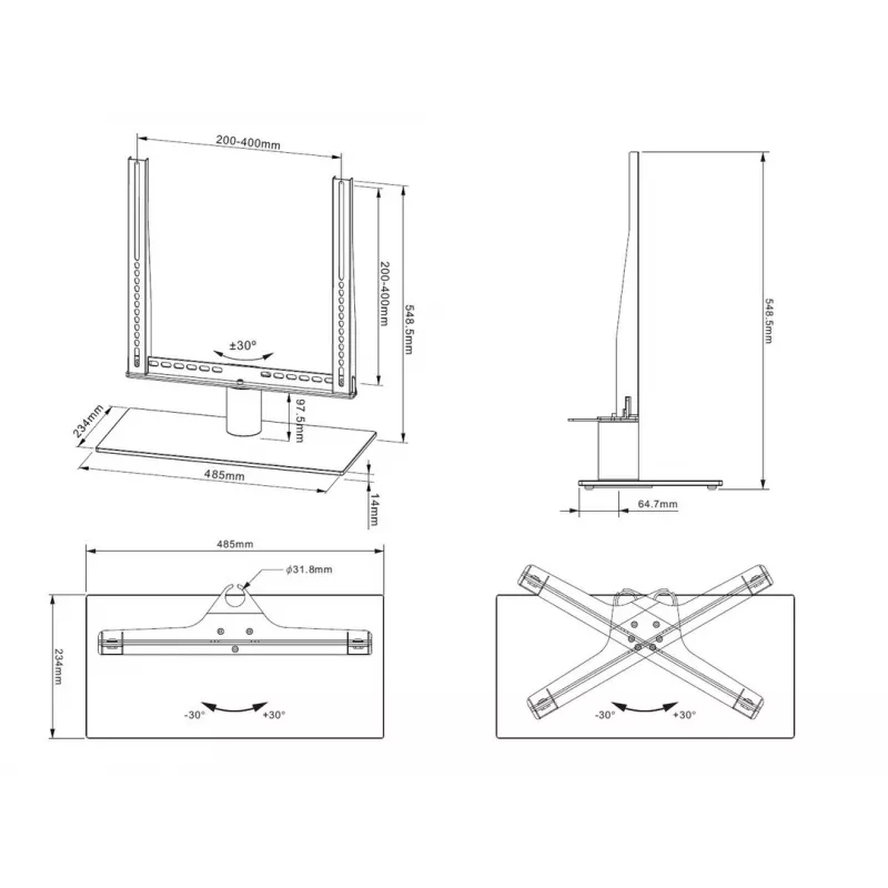 Multibrackets M VESA Tablestand Turn -pöytäteline, musta, keskikoko, MAX 400x400