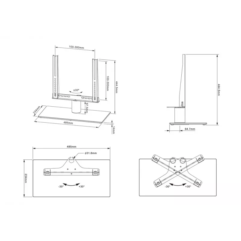 Multibrackets M VESA Tablestand Turn Small MAX 300x300, musta