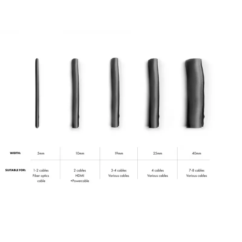 Multibrackets M -yleinen itsestään kietoutuva kaapelisukka, 10 mm, valkoinen, 25 m, polyesteri