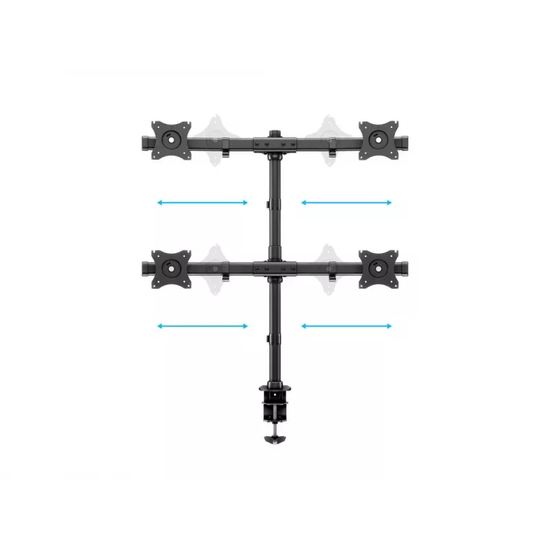 Multibrackets M Deskmount Basic Quad, puristin/läpivienti, 32 kg, 38,1 cm (15 tuumaa), 68,6 cm (27 tuumaa), 100 x 100 mm, musta