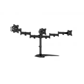 MULTIBRACKETS M Deskstand Basic Triple -näytön pöytäteline — 3-osainen, VESA 75x75–100x100, tukee enintään 24 kg, 15–27 tuuman näytöille, musta