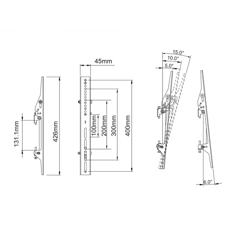 MULTIBRACKETS M Pro Series Tilt Arms 400mm -litteänäytön kiinnitysvarsi, musta, alumiini/teräs, 2 kpl