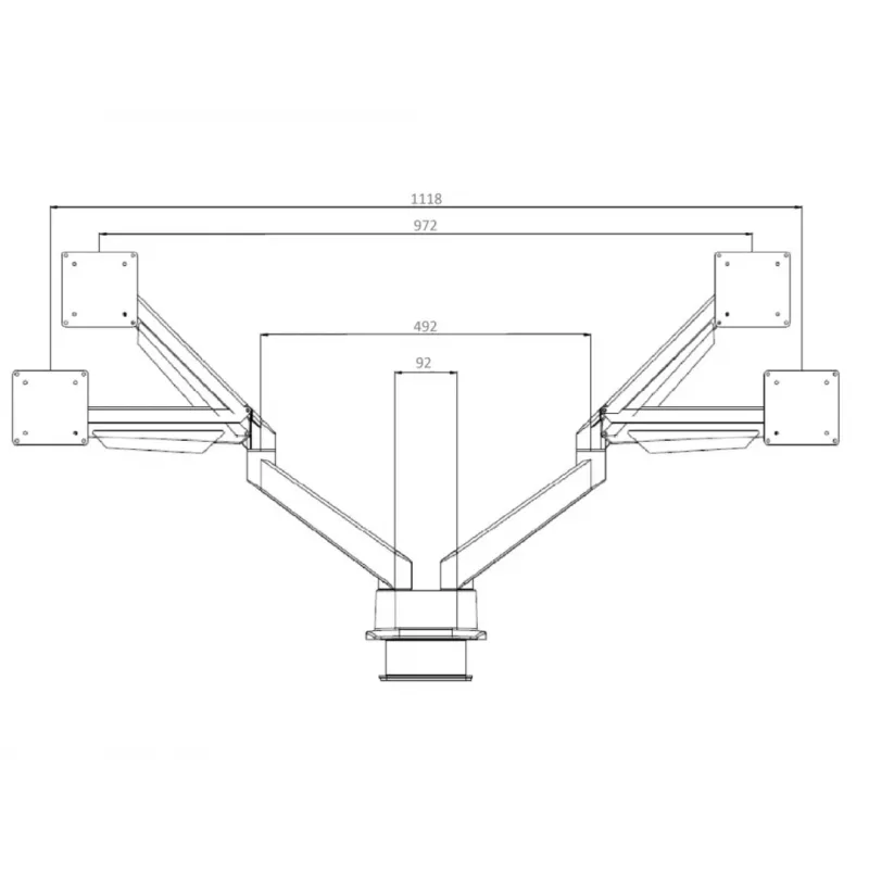 Multibrackets M VESA Gas Lift Arm Dual Side by Side, musta, puristin, 20 kg, 15-32 tuumaa
