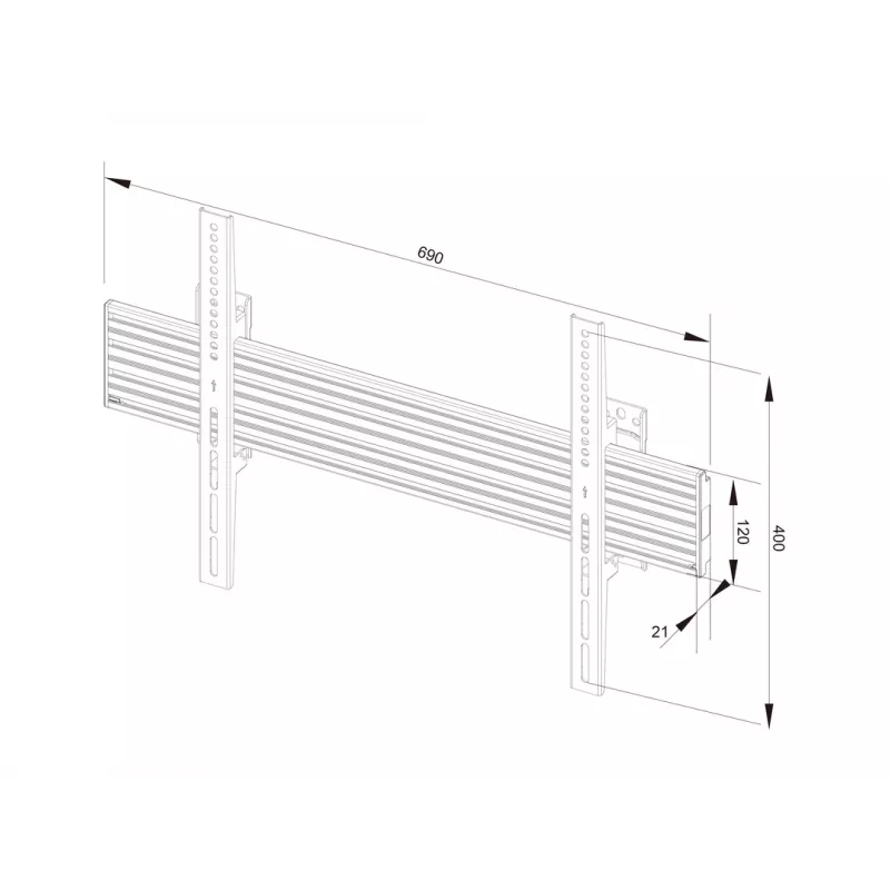 Multibrackets M Wallmount Pro MBW1U Fixed, musta, 50 kg, 40-65 tuumaa