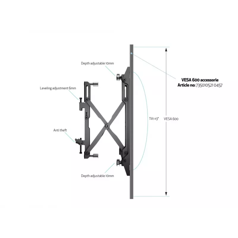 Multibrackets M Wallmount Pro MBW1U -seinäteline, musta, 30 kg, 40-65 tuumaa